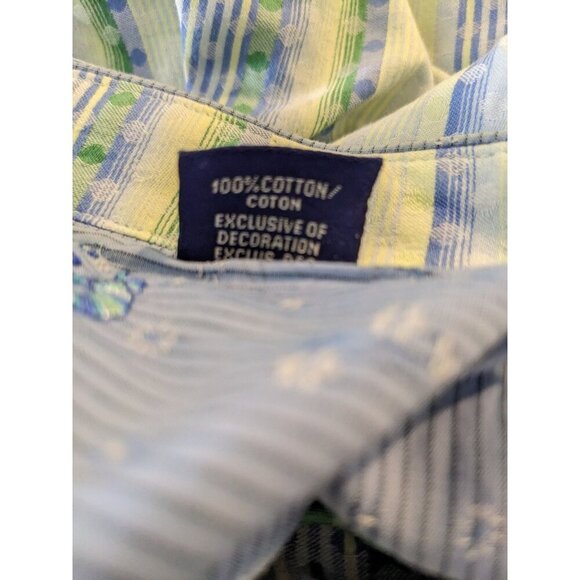 Robert Graham Button Up Shirt Mens L Light Blue Green Polka Dot Stripes Cotton - Picture 10 of 12